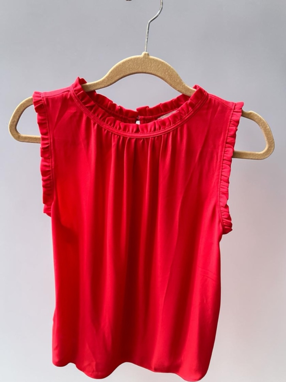 LOFT Red Sleeveless Ruffle-Trim Camisole Size Small